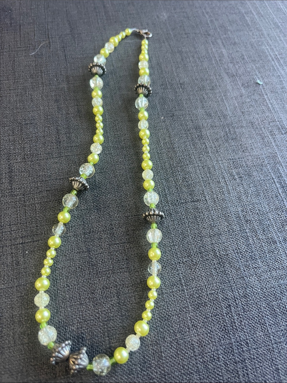 Green and Crystal Beaded Women's Necklace - Elegant Sparkle